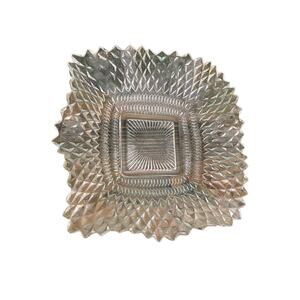 Vintage INDIANA Glass Co. Clear Diamond Point square Candy Dish